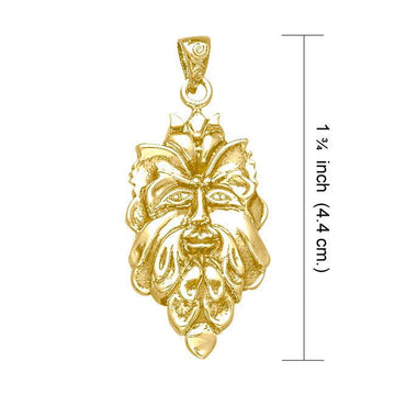 Green Man Solid Gold Pendant GTP710 - Jewelry